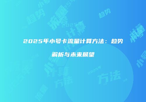 2025年小号卡流量计算方法:趋势解析与未来展望