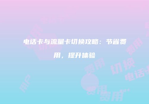 电话卡与流量卡切换攻略:节省费用,提升体验