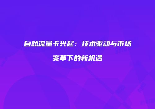 自然流量卡兴起：技术驱动与市场变革下的新机遇