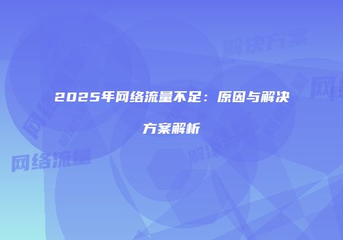 2025年网络流量不足:原因与解决方案解析