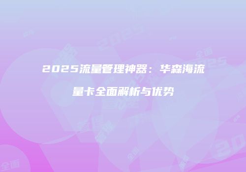 2025流量管理神器:华森海流量卡全面解析与优势