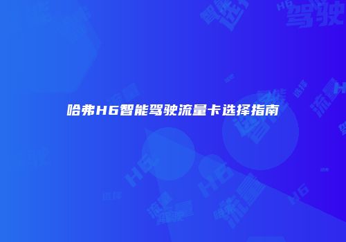 哈弗H6智能驾驶流量卡选择指南