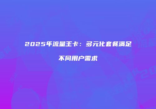2025年流量王卡：多元化套餐满足不同用户需求