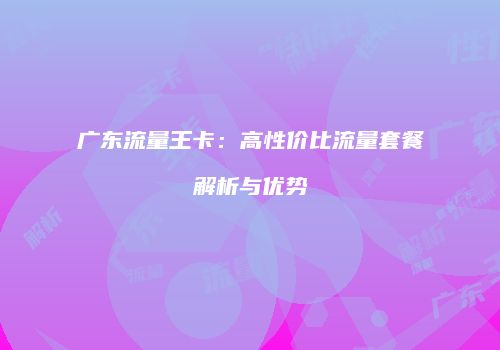 广东流量王卡:高性价比流量套餐解析与优势