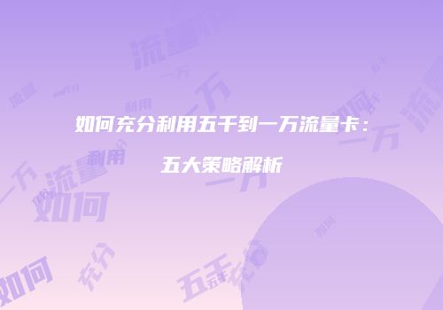 如何充分利用五千到一万流量卡:五大策略解析