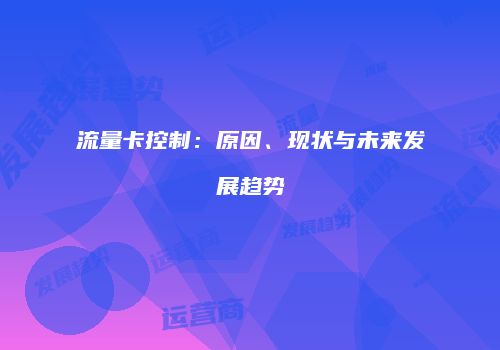 流量卡控制：原因、现状与未来发展趋势