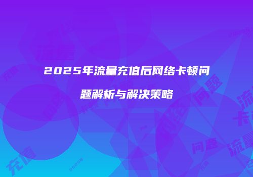 2025年流量充值后网络卡顿问题解析与解决策略