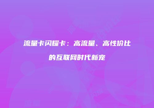 流量卡闪耀卡：高流量、高性价比的互联网时代新宠