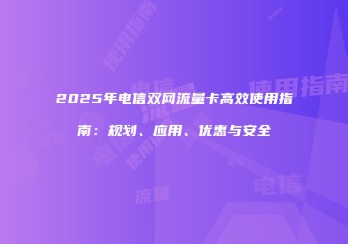 2025年电信双网流量卡高效使用指南:规划、应用、优惠与安全