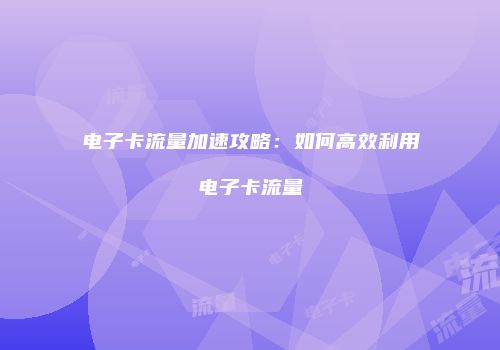 电子卡流量加速攻略:如何高效利用电子卡流量