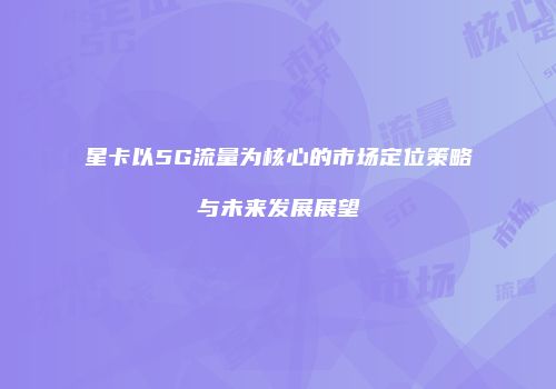 星卡以5G流量为核心的市场定位策略与未来发展展望