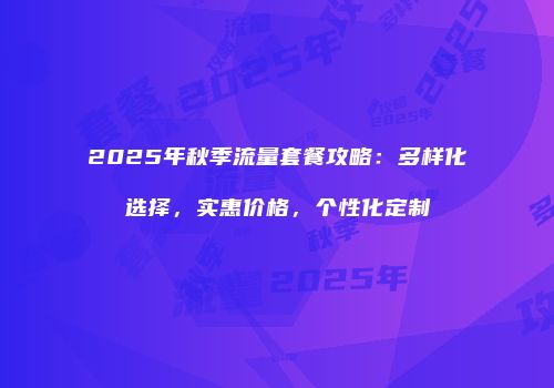 2025年秋季流量套餐攻略:多样化选择,实惠价格,个性化定制