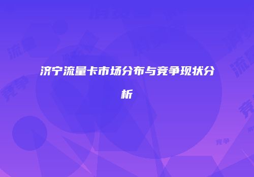 济宁流量卡市场分布与竞争现状分析