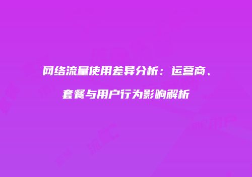 网络流量使用差异分析：运营商、套餐与用户行为影响解析