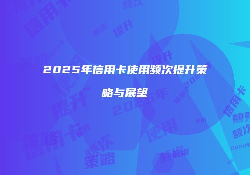 2025年信用卡使用频次提升策略与展望