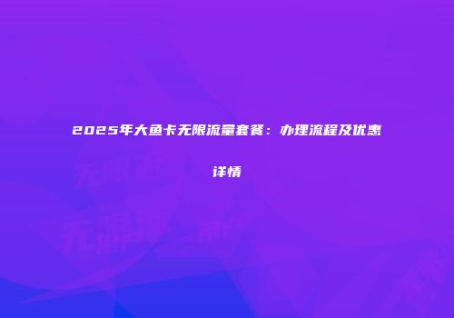 2025年大鱼卡无限流量套餐：办理流程及优惠详情