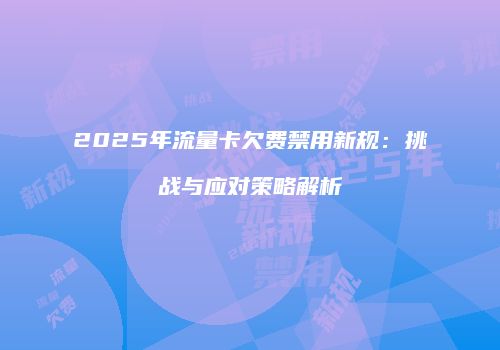 2025年流量卡欠费禁用新规:挑战与应对策略解析