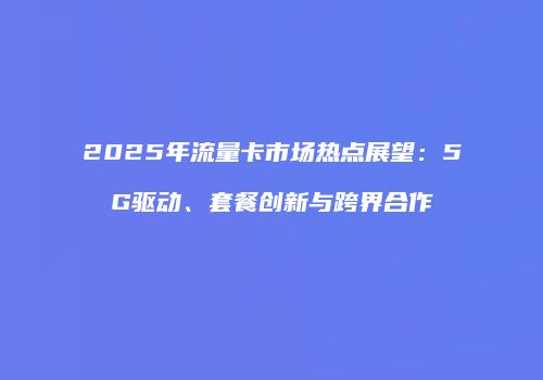 2025年流量卡市场热点展望:5G驱动、套餐创新与跨界合作
