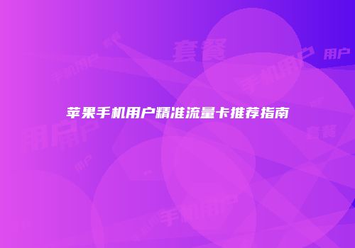 苹果手机用户精准流量卡推荐指南