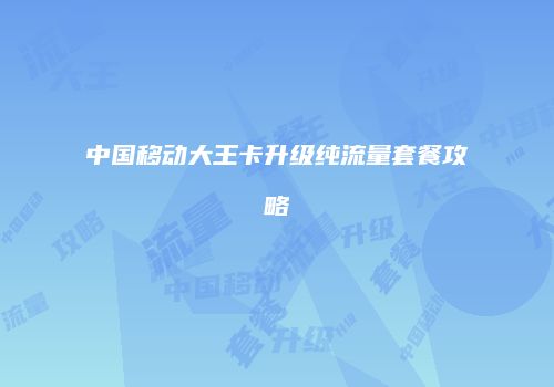 中国移动大王卡升级纯流量套餐攻略