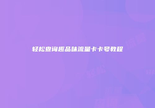 轻松查询趣品味流量卡卡号教程