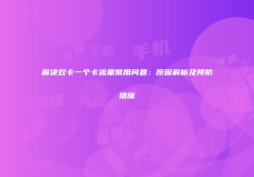 解决双卡一个卡流量禁用问题:原因解析及预防措施