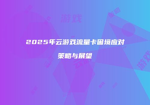 2025年云游戏流量卡困境应对策略与展望