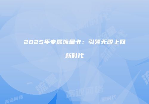 2025年专属流量卡:引领无限上网新时代