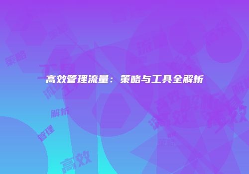 高效管理流量:策略与工具全解析