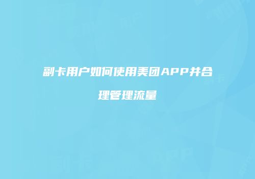 副卡用户如何使用美团APP并合理管理流量