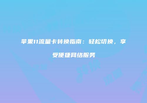 苹果11流量卡转换指南:轻松切换,享受便捷网络服务
