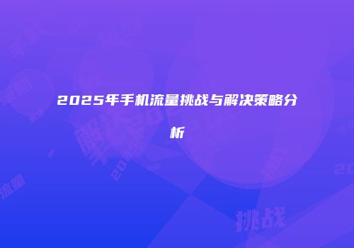 2025年手机流量挑战与解决策略分析