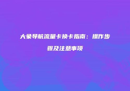 大象导航流量卡换卡指南:操作步骤及注意事项