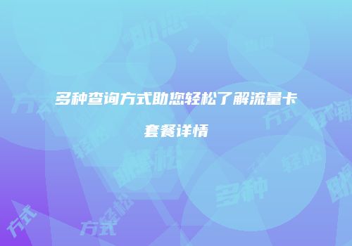 多种查询方式助您轻松了解流量卡套餐详情
