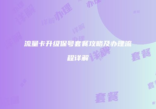 流量卡升级保号套餐攻略及办理流程详解