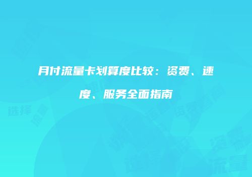 月付流量卡划算度比较:资费、速度、服务全面指南