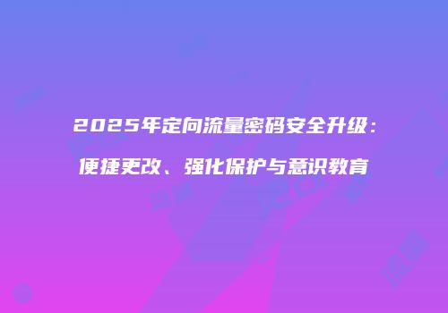2025年定向流量密码安全升级：便捷更改、强化保护与意识教育