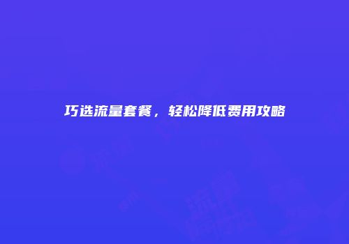 巧选流量套餐,轻松降低费用攻略