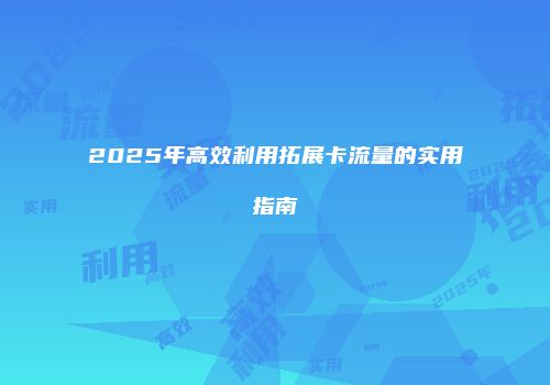 2025年高效利用拓展卡流量的实用指南