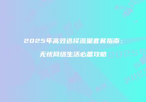 2025年高效选择流量套餐指南:无忧网络生活必备攻略
