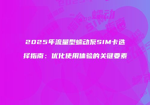 2025年流量型蠕动泵SIM卡选择指南：优化使用体验的关键要素