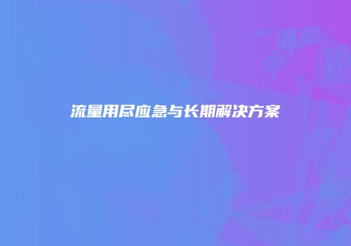 流量用尽应急与长期解决方案