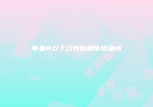 苹果8双卡双待流量使用指南
