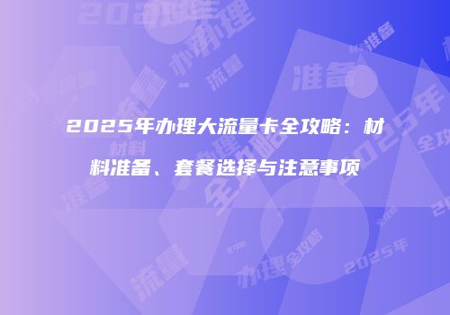 2025年办理大流量卡全攻略：材料准备、套餐选择与注意事项