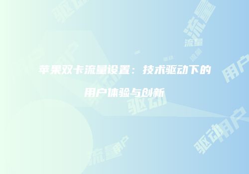 苹果双卡流量设置：技术驱动下的用户体验与创新