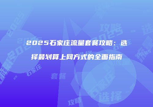 2025石家庄流量套餐攻略：选择最划算上网方式的全面指南