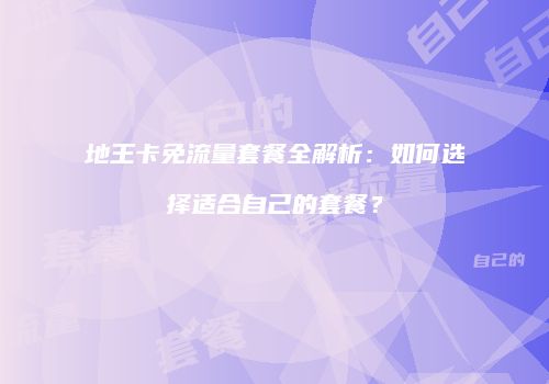 地王卡免流量套餐全解析:如何选择适合自己的套餐?
