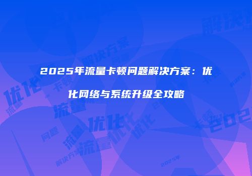 2025年流量卡顿问题解决方案:优化网络与系统升级全攻略