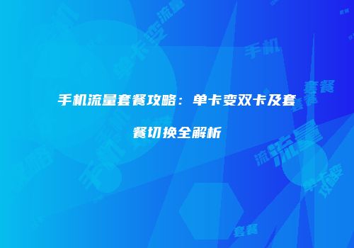 手机流量套餐攻略:单卡变双卡及套餐切换全解析