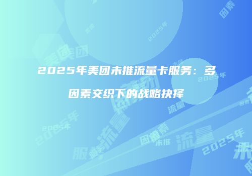 2025年美团未推流量卡服务:多因素交织下的战略抉择